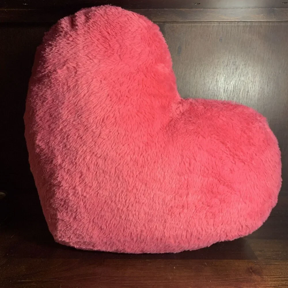 Room Essentials Pink Heart Plush Pillow 18x16 Furry Valentine Decor Target